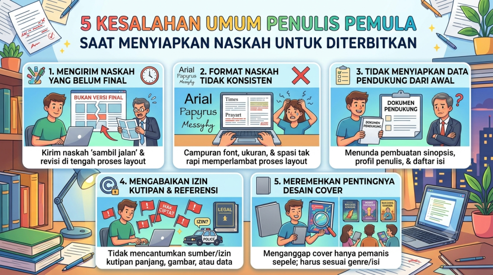 5 Kesalahan Umum Penulis Pemula Saat Menyiapkan Naskah untuk Diterbitkan